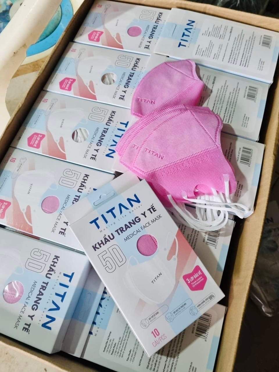 KHẨU TRANG 5D TITAN QUAI THUN - set 100c 